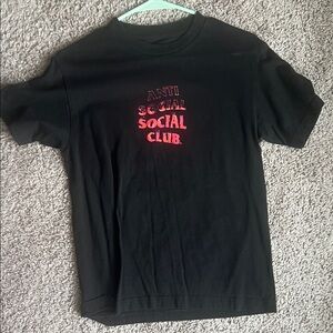 Anti Social Social Club Black Tee with Red and Pink Logo